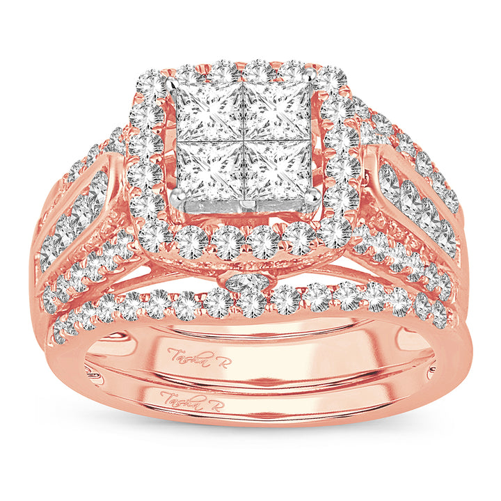 Romantic 14k Rose Gold Lab Diamond Bridal Ring 2.25CT