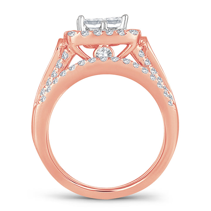 Romantic 14k Rose Gold Lab Diamond Bridal Ring 2.25CT