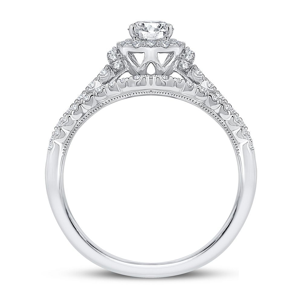 Sparkling 1CT Lab Diamond Engagement Ring in White Gold