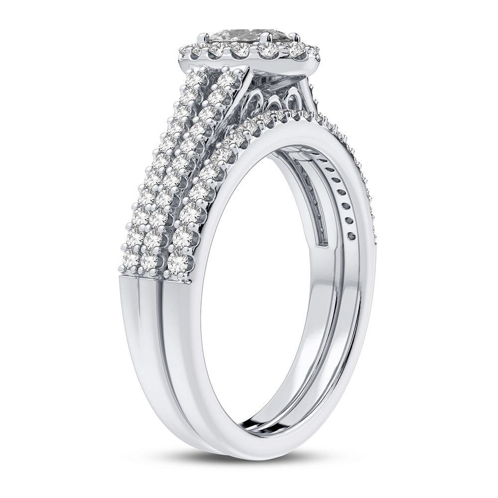 Luminous 14k White Gold Lab Diamond Bridal Ring (0.9CT)
