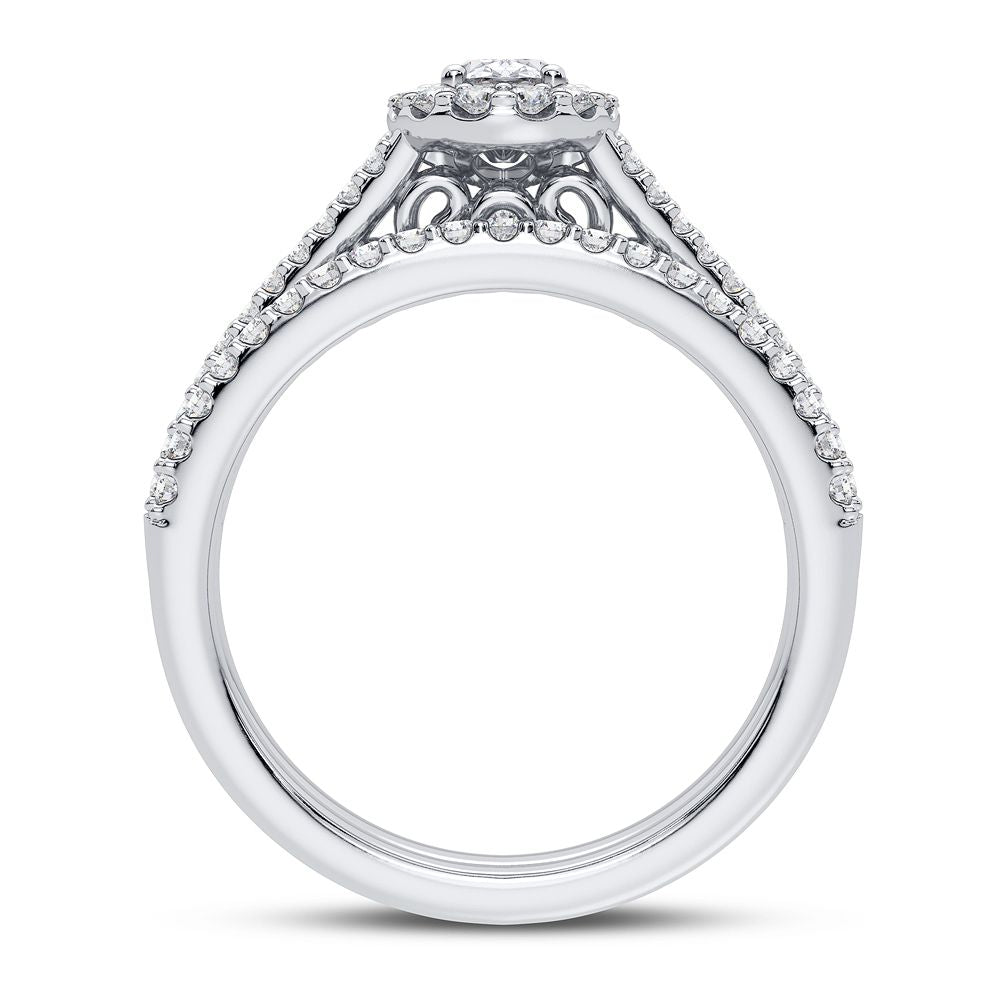 Luminous 14k White Gold Lab Diamond Bridal Ring (0.9CT)