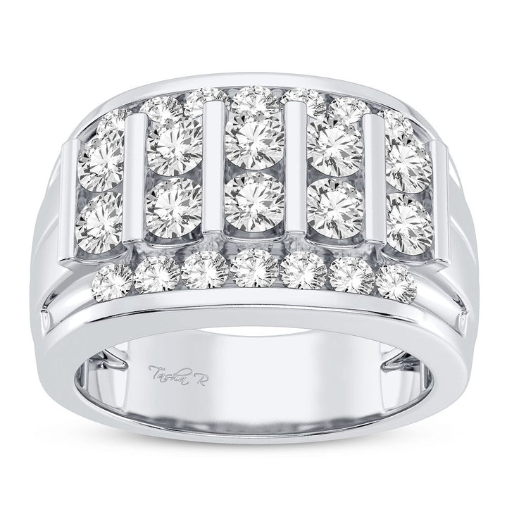 Brilliant 14K White Gold Mens Lab Diamond Statement Ring