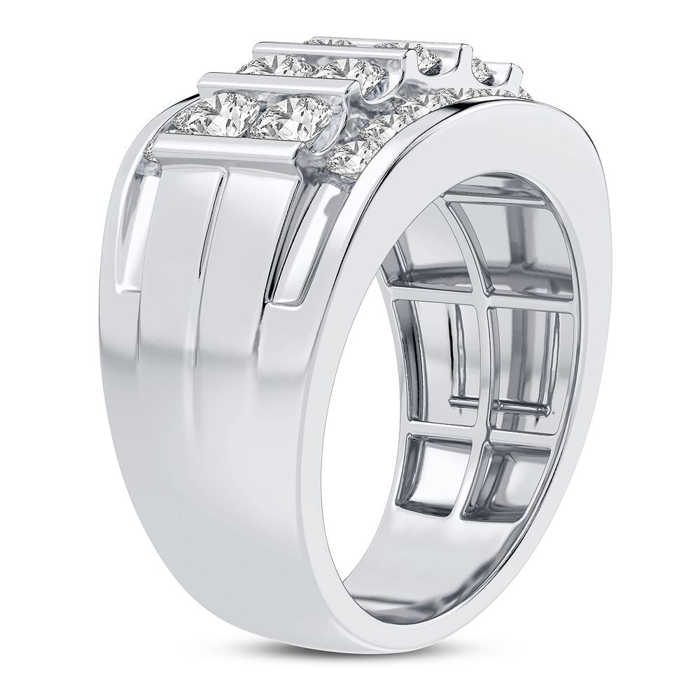 Brilliant 14K White Gold Mens Lab Diamond Statement Ring