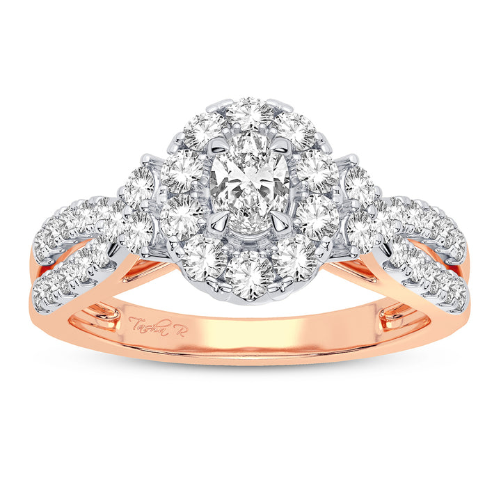 Romantic 14k Rose Gold 1ct Lab Diamond Engagement Ring