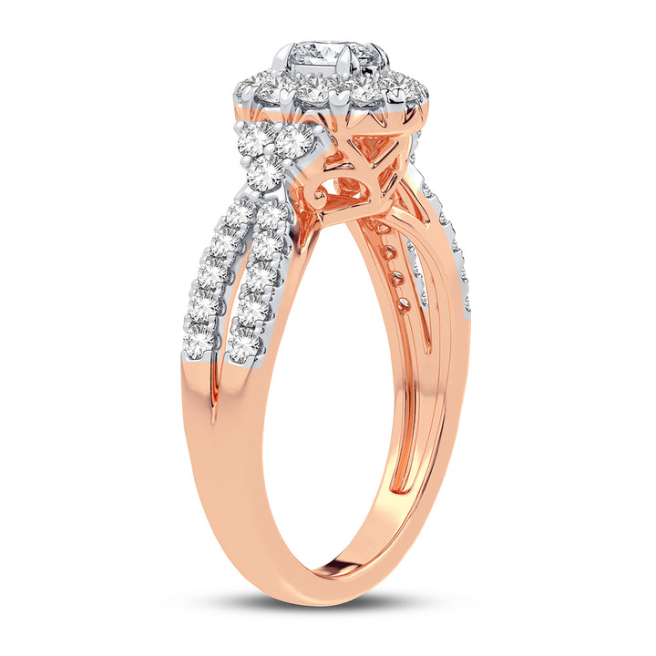 Romantic 14k Rose Gold 1ct Lab Diamond Engagement Ring