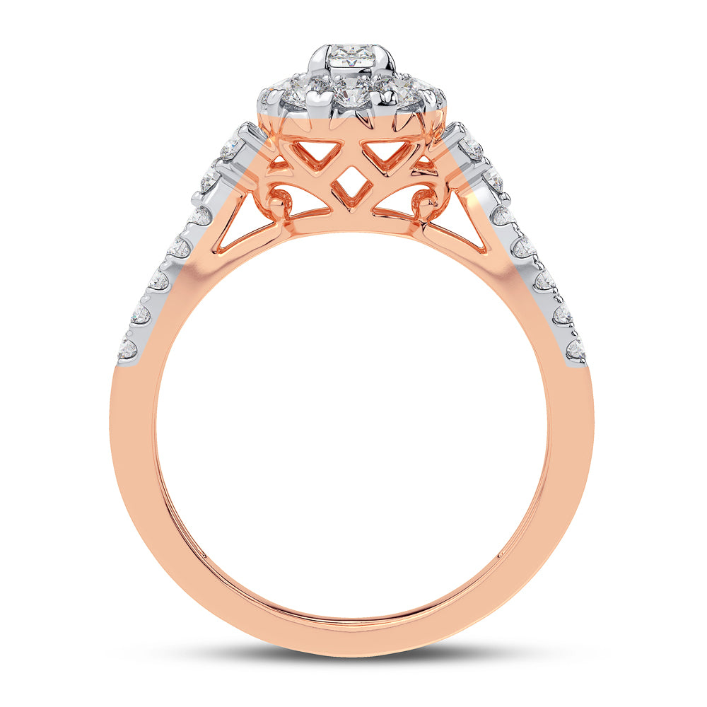 Romantic 14k Rose Gold 1ct Lab Diamond Engagement Ring