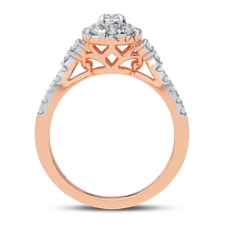 Romantic 14k Rose Gold 1ct Lab Diamond Engagement Ring