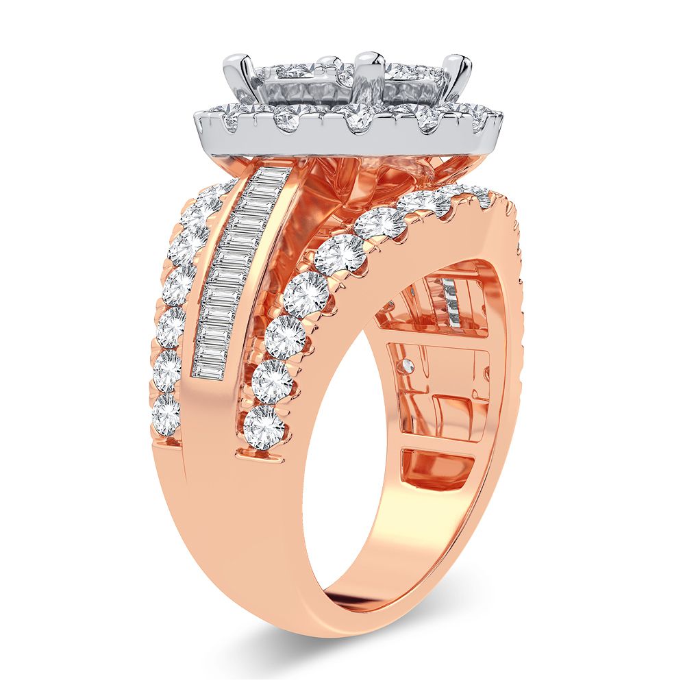 Sparkling 14k Rose Gold 2.85CT Lab Diamond Ring