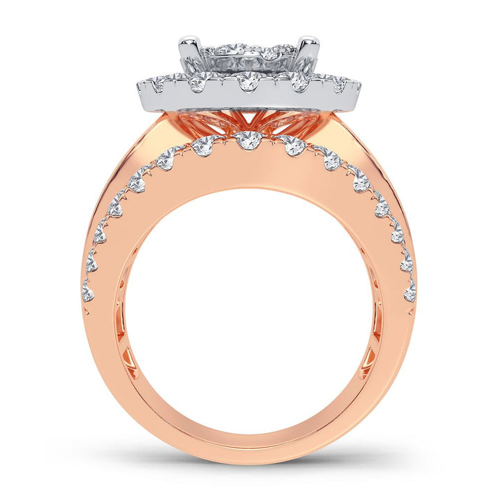 Sparkling 14k Rose Gold 2.85CT Lab Diamond Ring