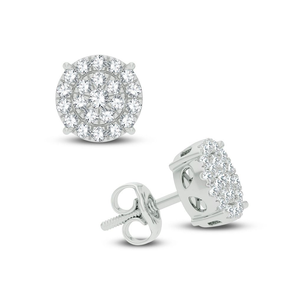 Sparkling 10k White Gold Lab Diamond Stud Earrings for Women