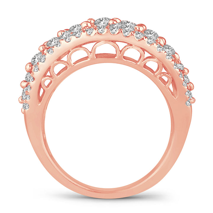 Romantic 14k Rose Gold 3ct Lab Diamond Womens Band