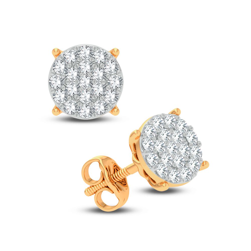 Chic 14k Yellow Gold Lab Diamond Stud Earrings - 0.16CT Sparkle