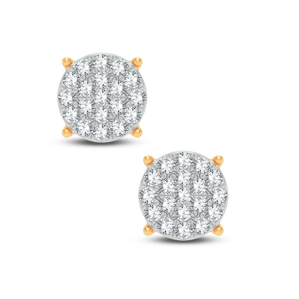 Chic 14k Yellow Gold Lab Diamond Stud Earrings - 0.16CT Sparkle