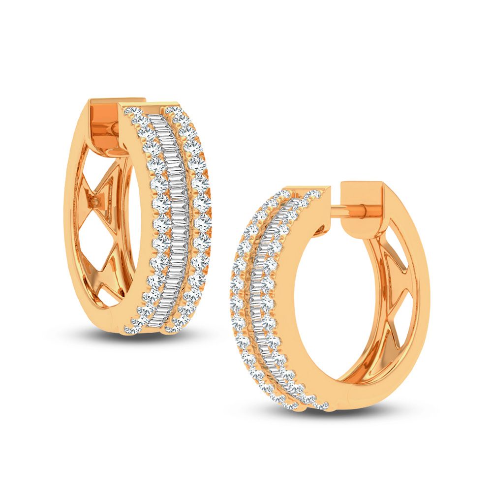 14K Yellow Gold Lab Diamond Hoop Earrings - 1CT Brilliance
