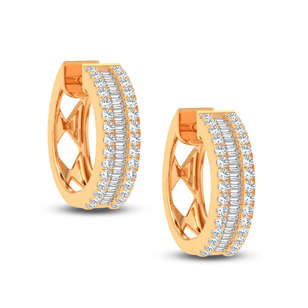 14K Yellow Gold Lab Diamond Hoop Earrings - 1CT Brilliance