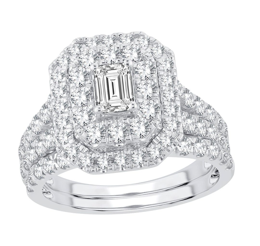 Luminous 14k White Gold 2ct Lab Diamond Bridal Ring Set