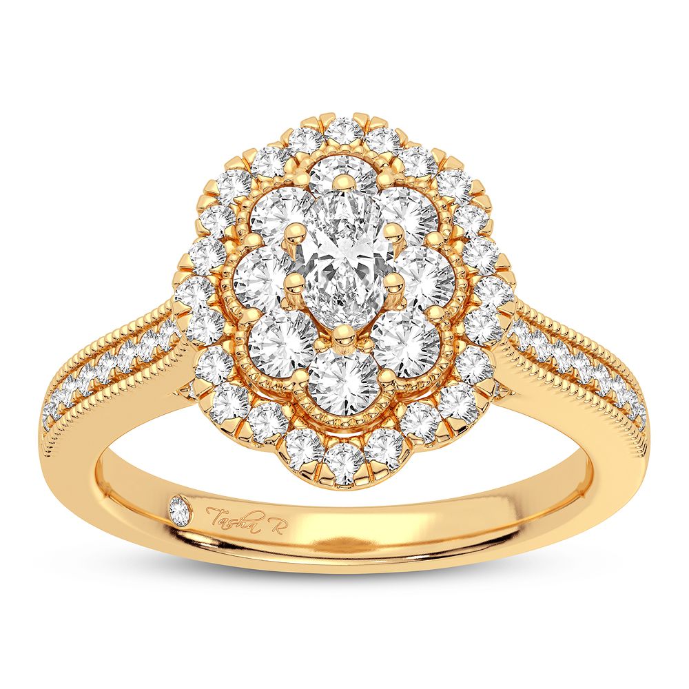 14K Yellow Gold 0.75CT Lab Diamond Womens Ring