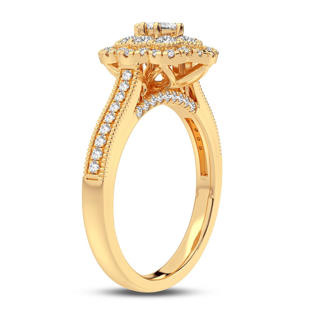 14K Yellow Gold 0.75CT Lab Diamond Womens Ring