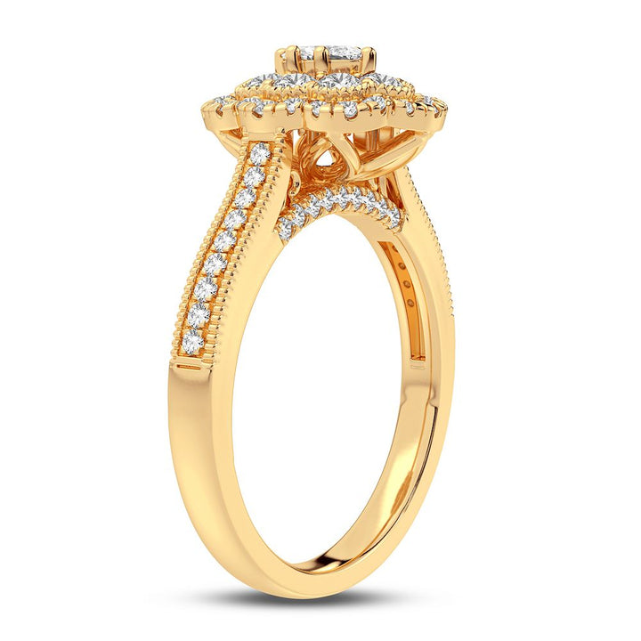 14K Yellow Gold 0.75CT Lab Diamond Womens Ring
