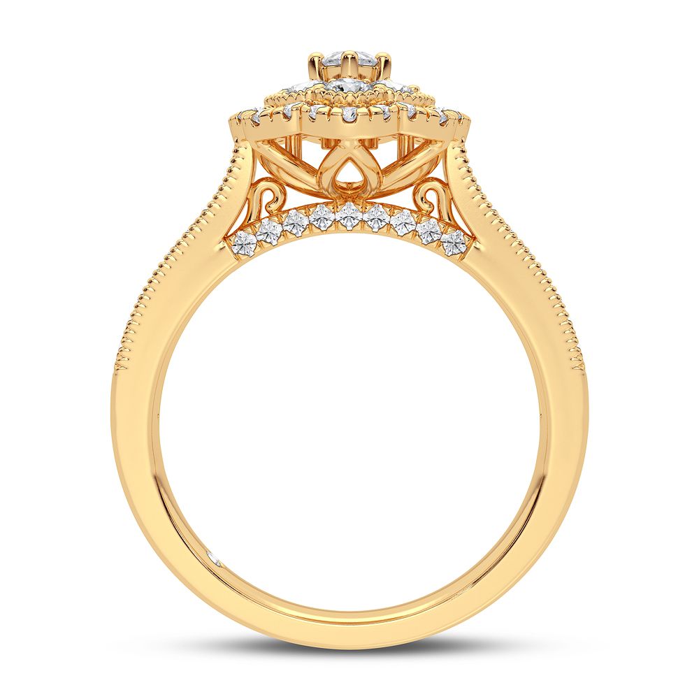 14K Yellow Gold 0.75CT Lab Diamond Womens Ring