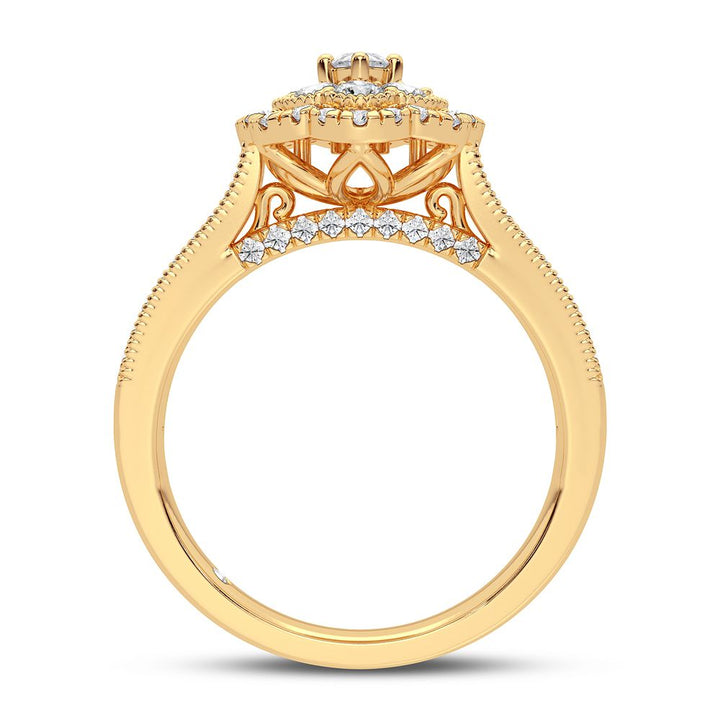 14K Yellow Gold 0.75CT Lab Diamond Womens Ring