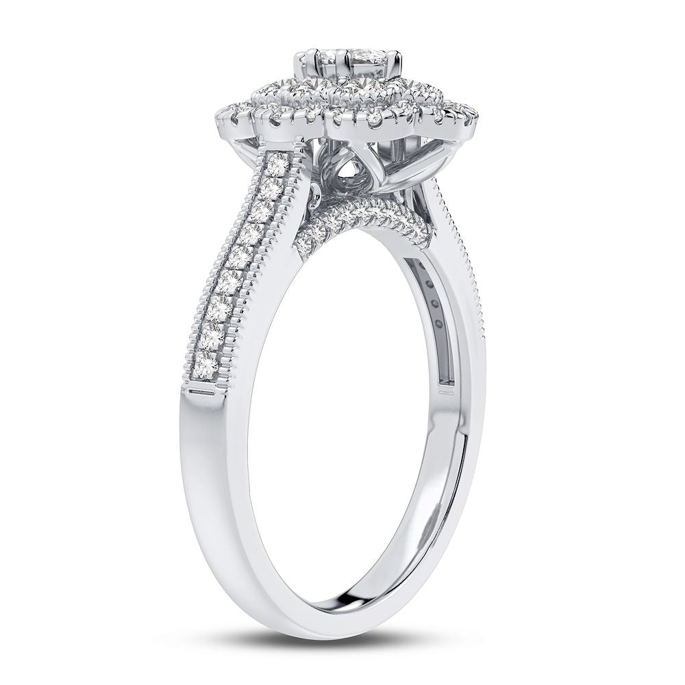 Sparkling 0.75CT Lab Diamond White Gold Womens Ring