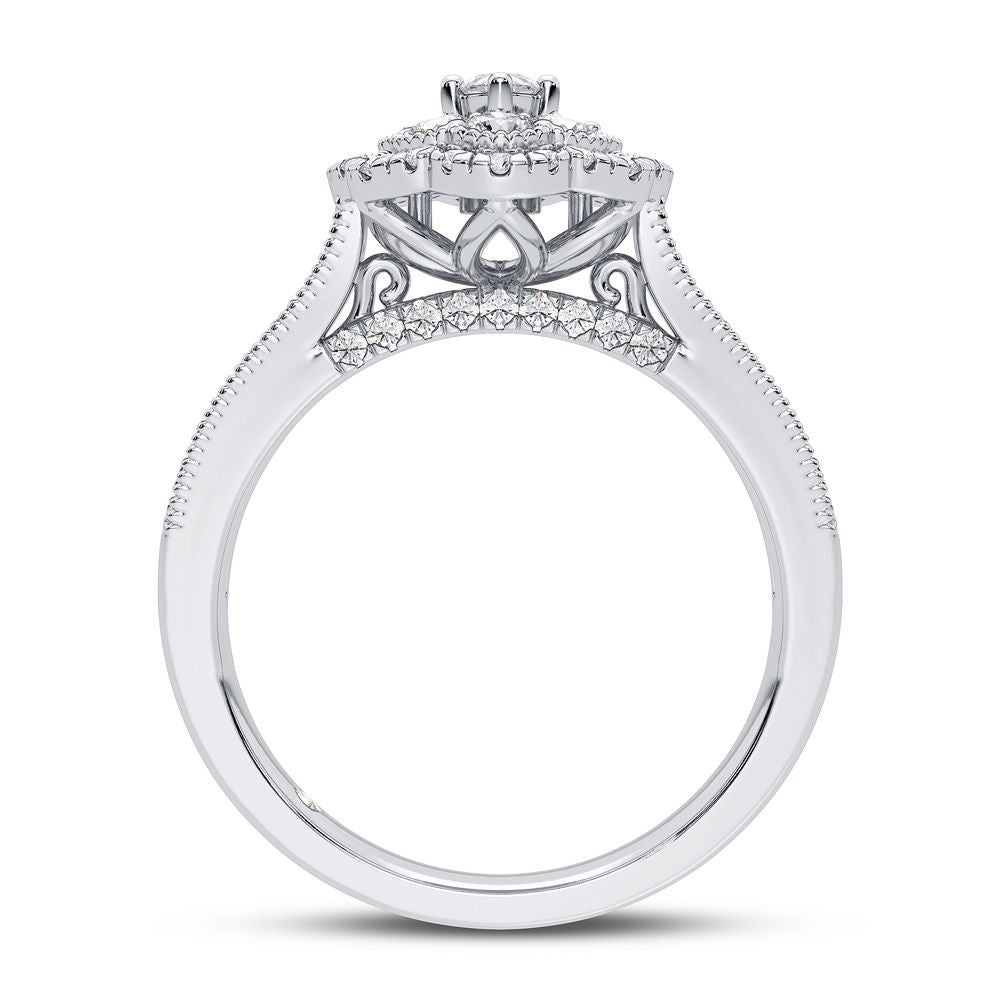 Sparkling 0.75CT Lab Diamond White Gold Womens Ring
