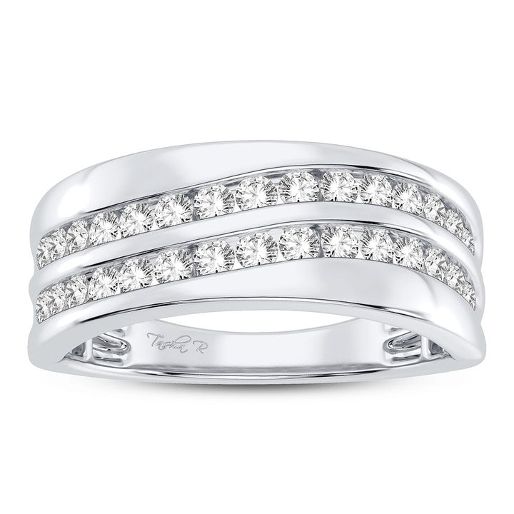 14K White Gold 1CT Lab Diamond Mens Signature Ring