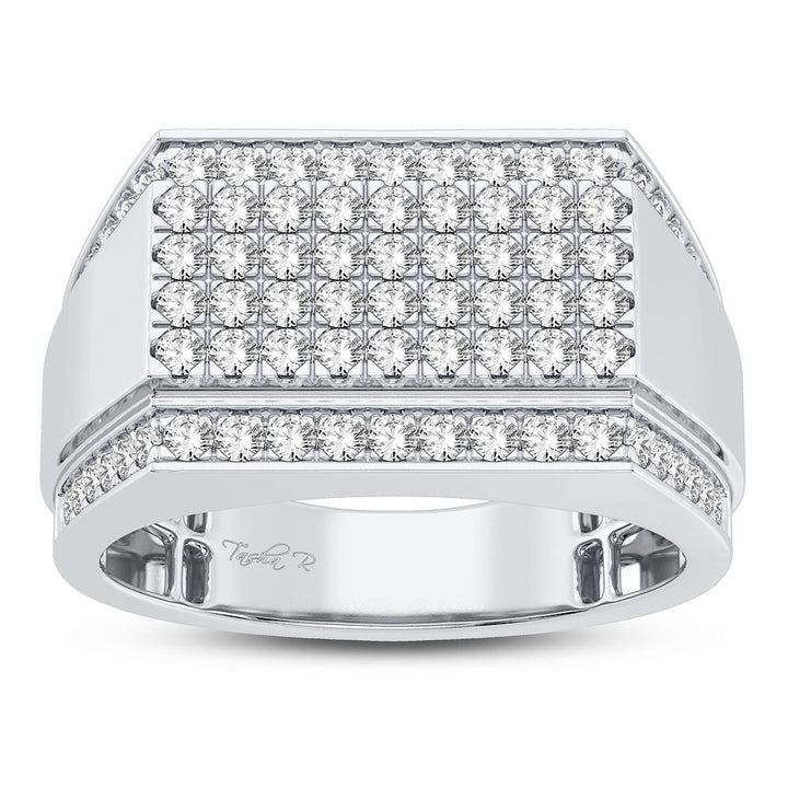 Bold 14K White Gold 1CT Lab Diamond Mens Luxury Band