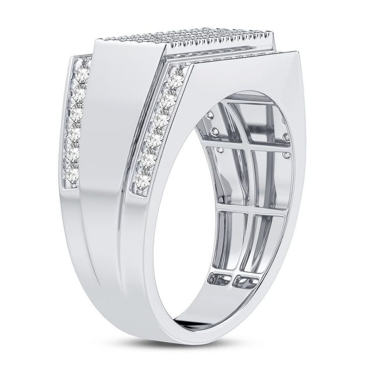 Bold 14K White Gold 1CT Lab Diamond Mens Luxury Band