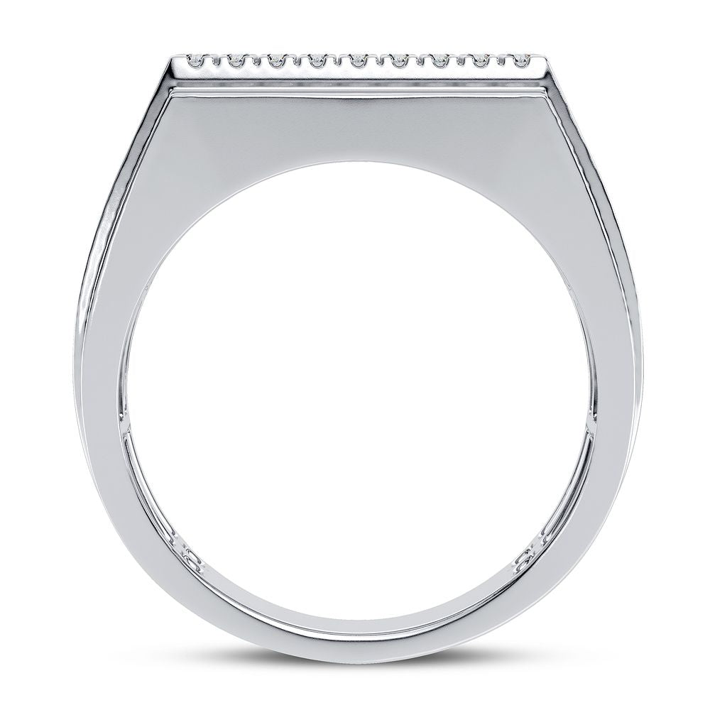 Bold 14K White Gold 1CT Lab Diamond Mens Luxury Band