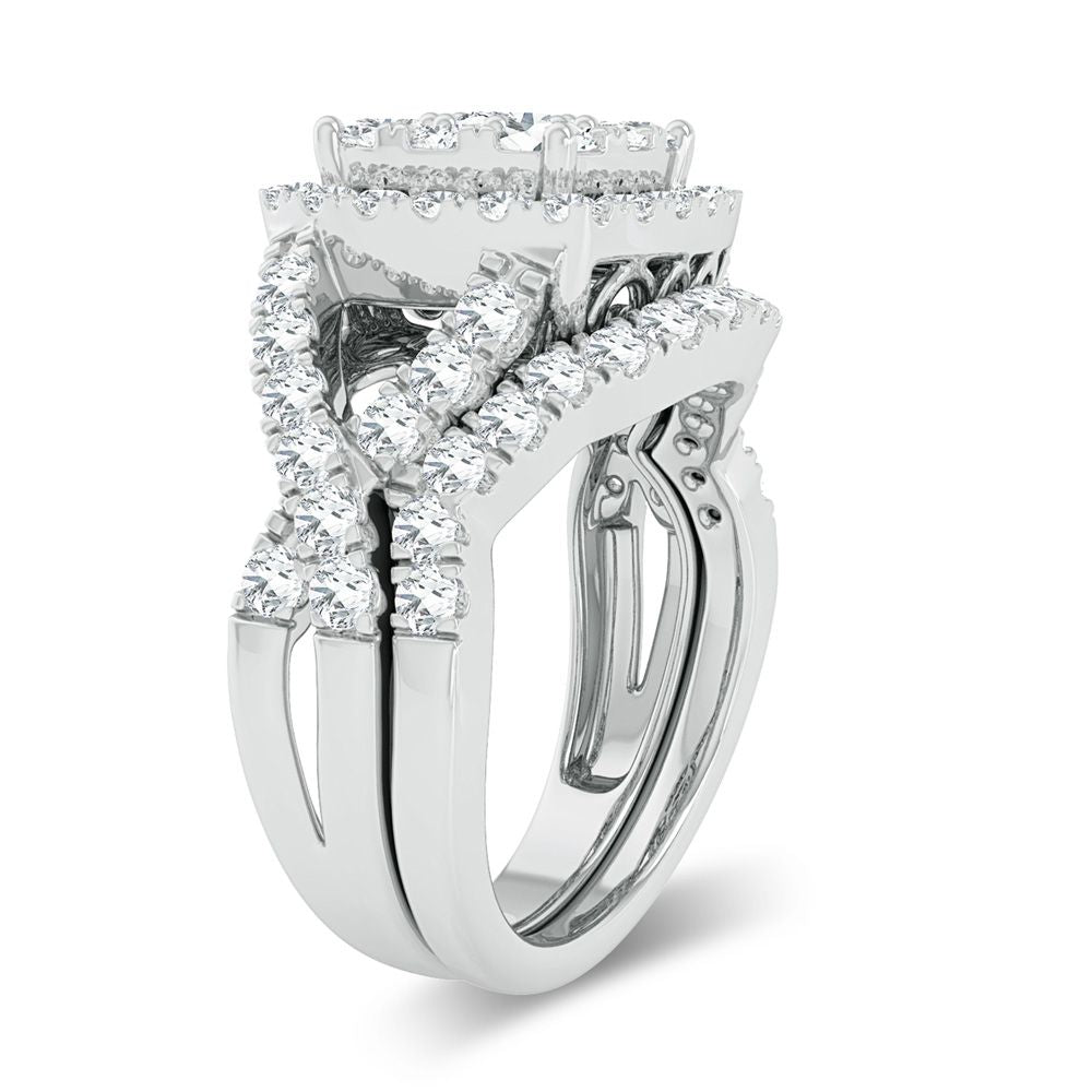 Luminous 14k White Gold 2.38ct Lab Diamond Bridal Ring