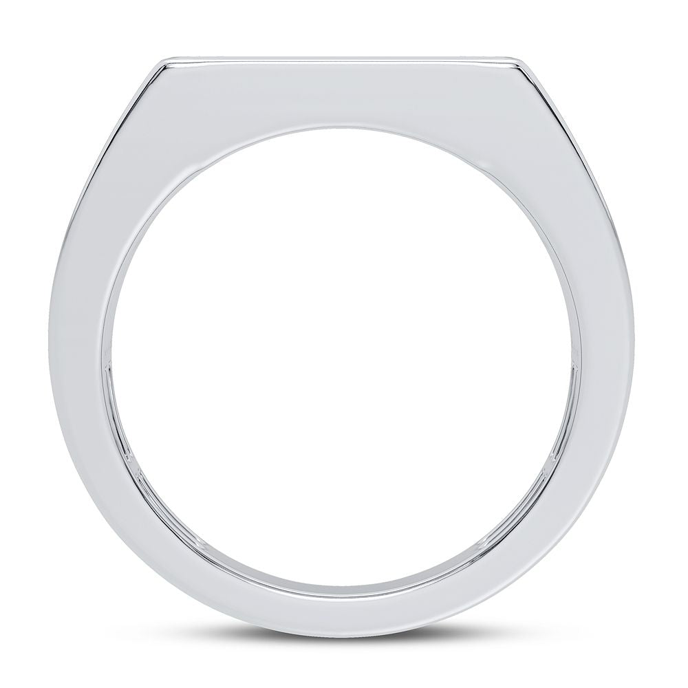 Masculine 14K White Gold 1CT Lab Diamond Mens Ring