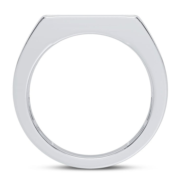 Masculine 14K White Gold 1CT Lab Diamond Mens Ring