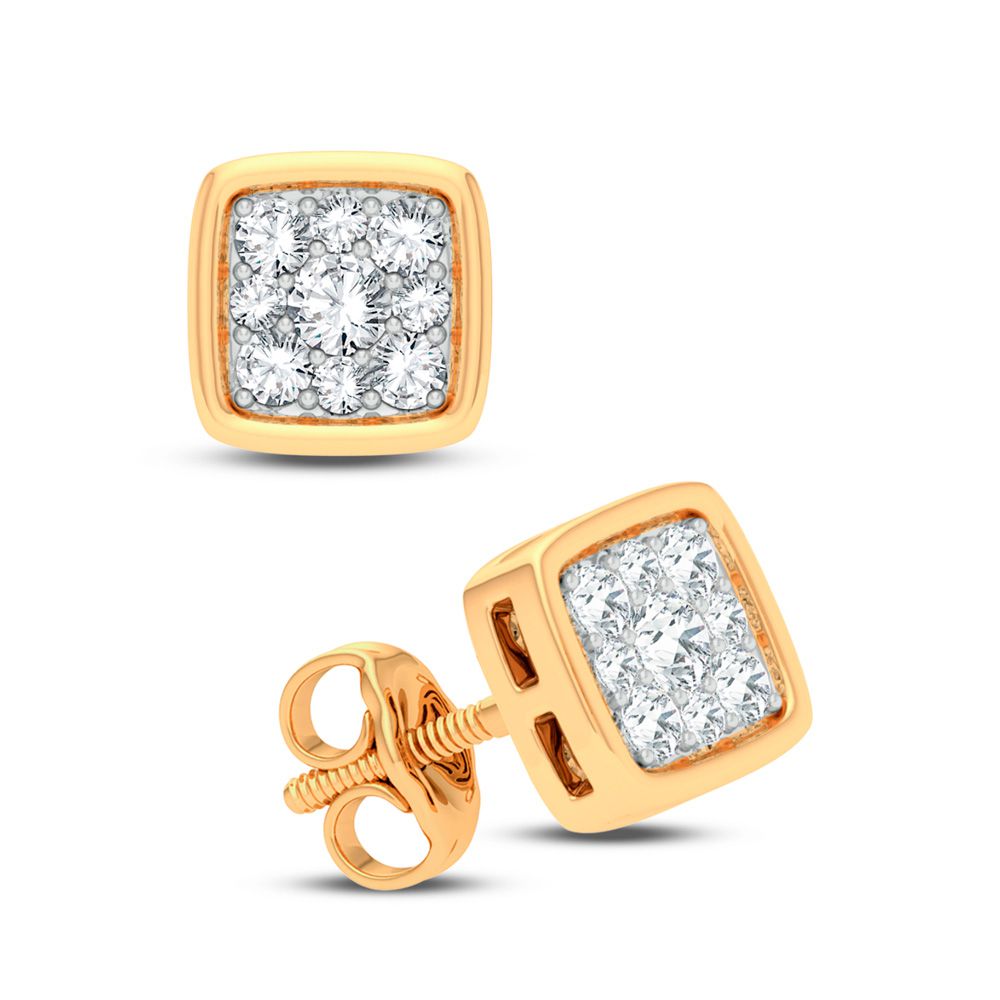 14k Yellow Gold Lab Diamond Stud Earrings - Chic Sparkle