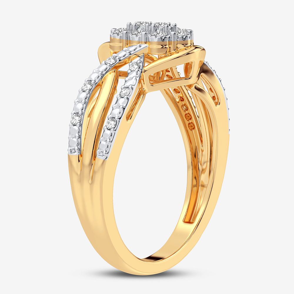 Chic 10k Yellow Gold Lab Diamond Womens Fashion Ring