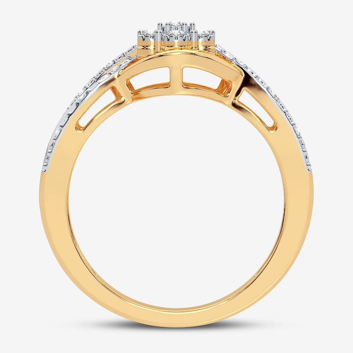 Chic 10k Yellow Gold Lab Diamond Womens Fashion Ring