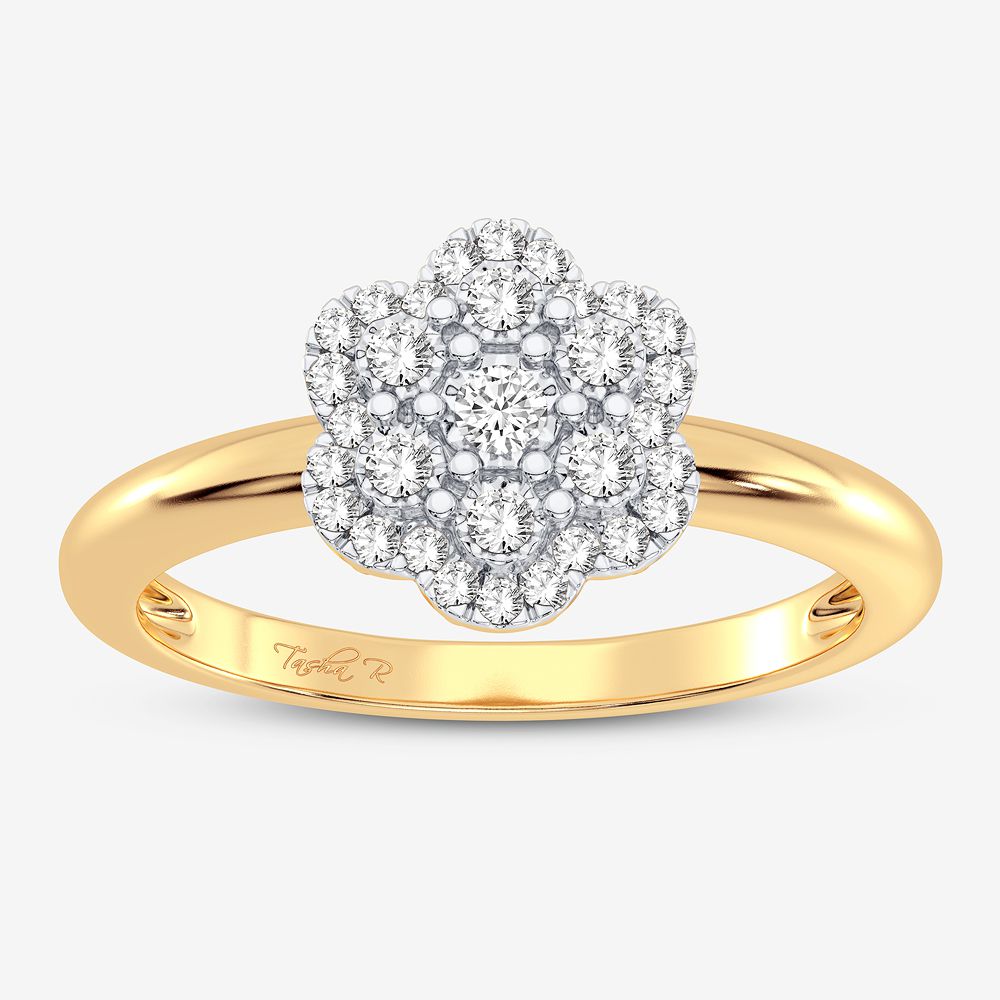 Chic 10k Yellow Gold Lab Diamond Womens Fashion Ring