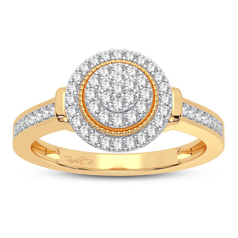Chic 10k Yellow Gold Lab Diamond Womens Fashion Ring
