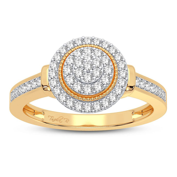 Chic 10k Yellow Gold Lab Diamond Womens Fashion Ring