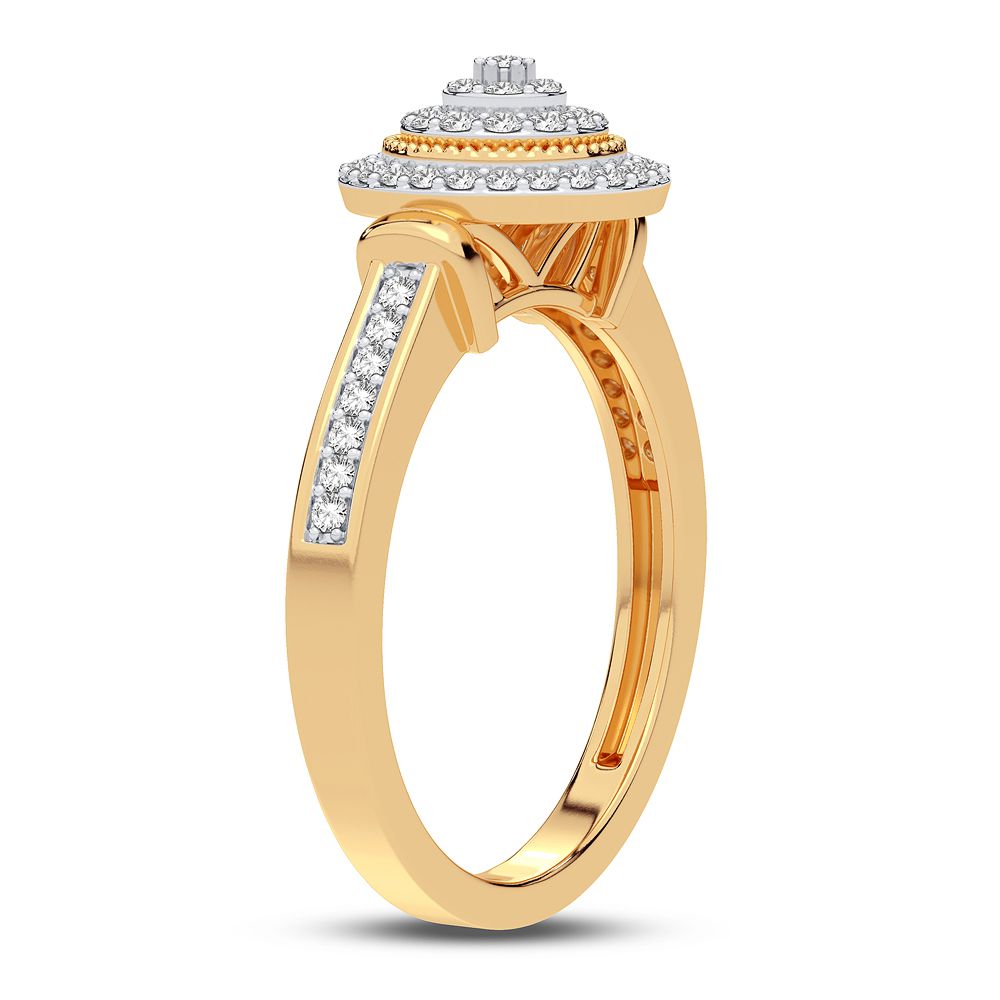 Chic 10k Yellow Gold Lab Diamond Womens Fashion Ring