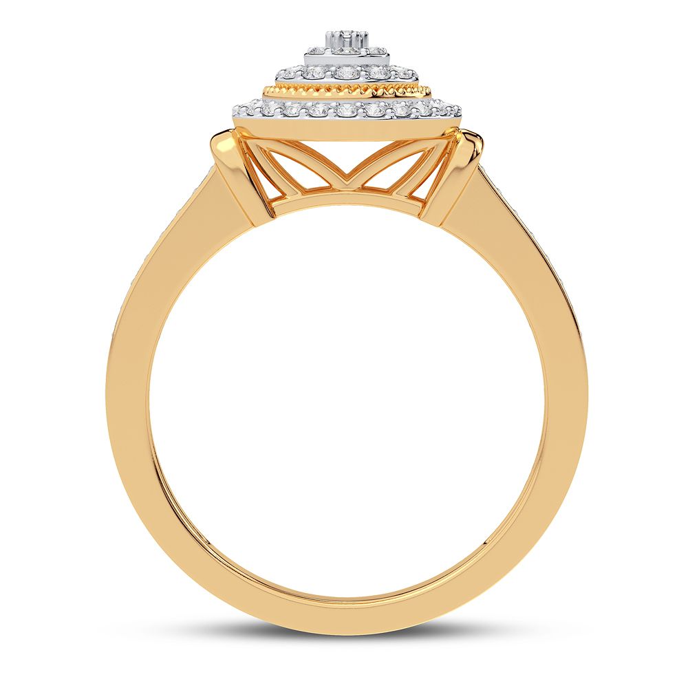 Chic 10k Yellow Gold Lab Diamond Womens Fashion Ring