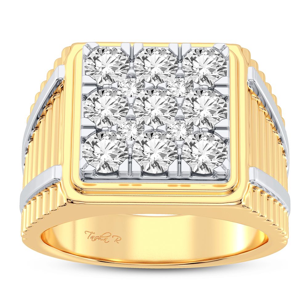 14K Yellow Gold Mens Lab Diamond Statement Ring - 2CT