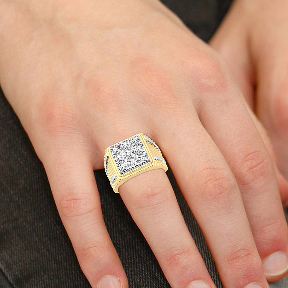 14K Yellow Gold Mens Lab Diamond Statement Ring - 2CT