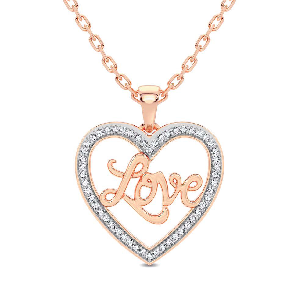 Delicate 10k Rose Gold Lab Diamond Womens Pendant