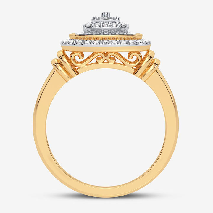 Chic 10k Yellow Gold 0.20CT Lab Diamond Womens Fashion Ring