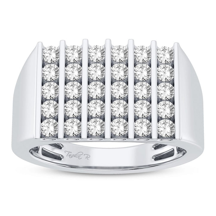 Sophisticated 14K White Gold Lab Diamond Mens Statement Ring