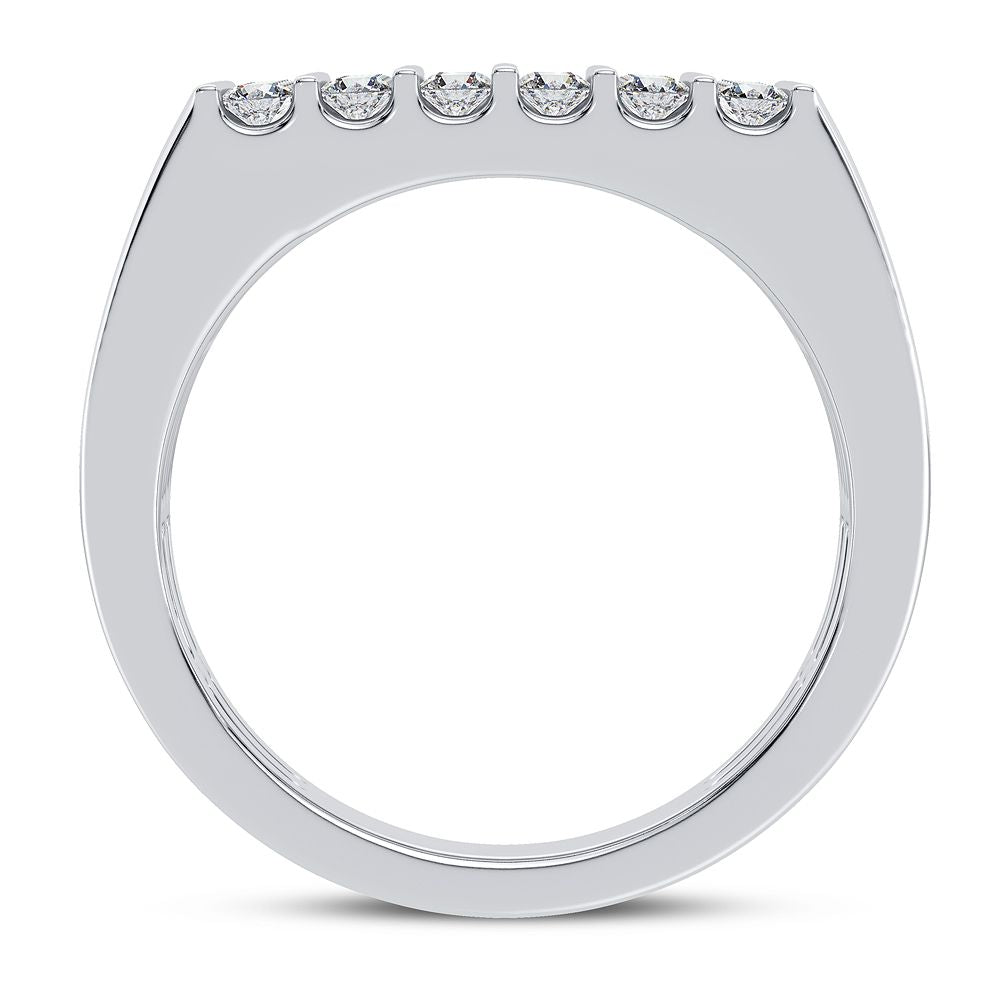 Sophisticated 14K White Gold Lab Diamond Mens Statement Ring