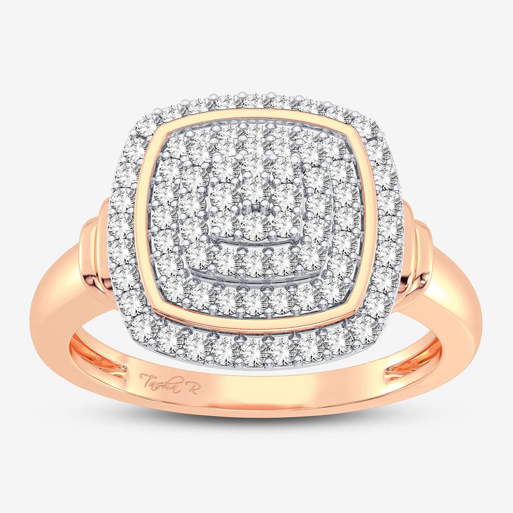 Chic 10k Rose Gold 0.20CT Lab Diamond Womens Fashion Ring