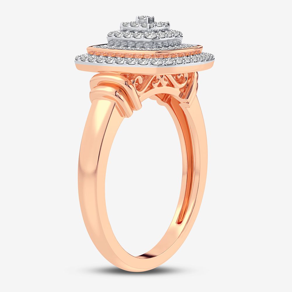 Chic 10k Rose Gold 0.20CT Lab Diamond Womens Fashion Ring